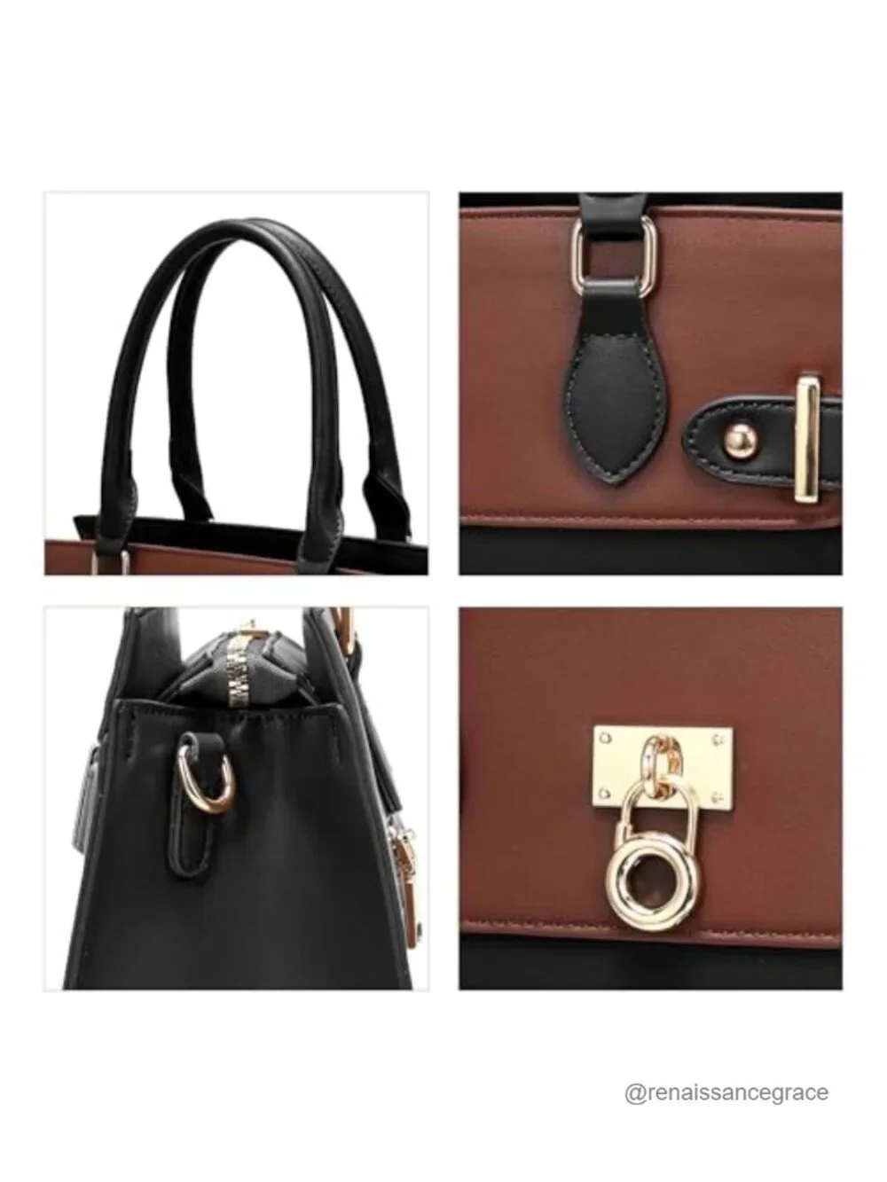 Large Satchel Purse Women Vegan Leather Structured Top Handle Bag Shoulder Work